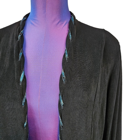Chico's Travelers Black Open Front Cardigan Long Sleeve Size Large Women's K36 - Picture 2 of 7